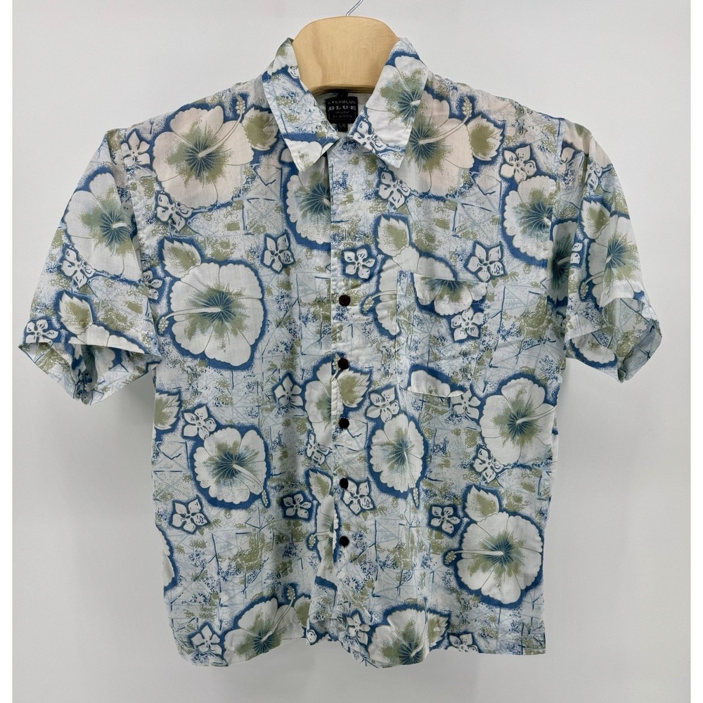 Ever Blue Original Shades Hawaiian Shirt Men's Size L Floral Tropical Aloha